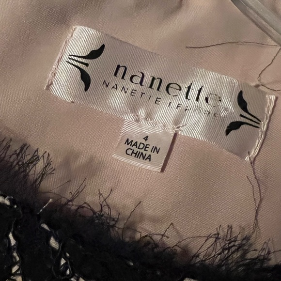 NANETTE LEPORE LIKE NEW NAVY LACE ILLUSION FLOUNCE HEM DRESS SIZE 4 - Picture 10 of 13